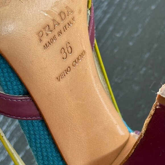 Prada Blue Purple Green Heels - Picture 6 of 6